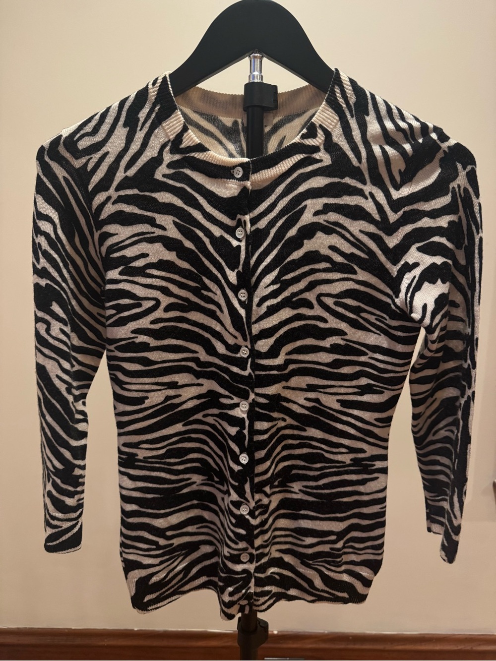 J.Crew merino wool zebra print cardigan